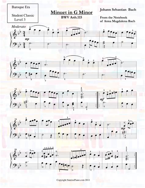 minuet in g minor sheet music|bach minuet g minor sheet music.